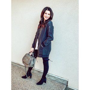 "Alexus" long bomber jacket